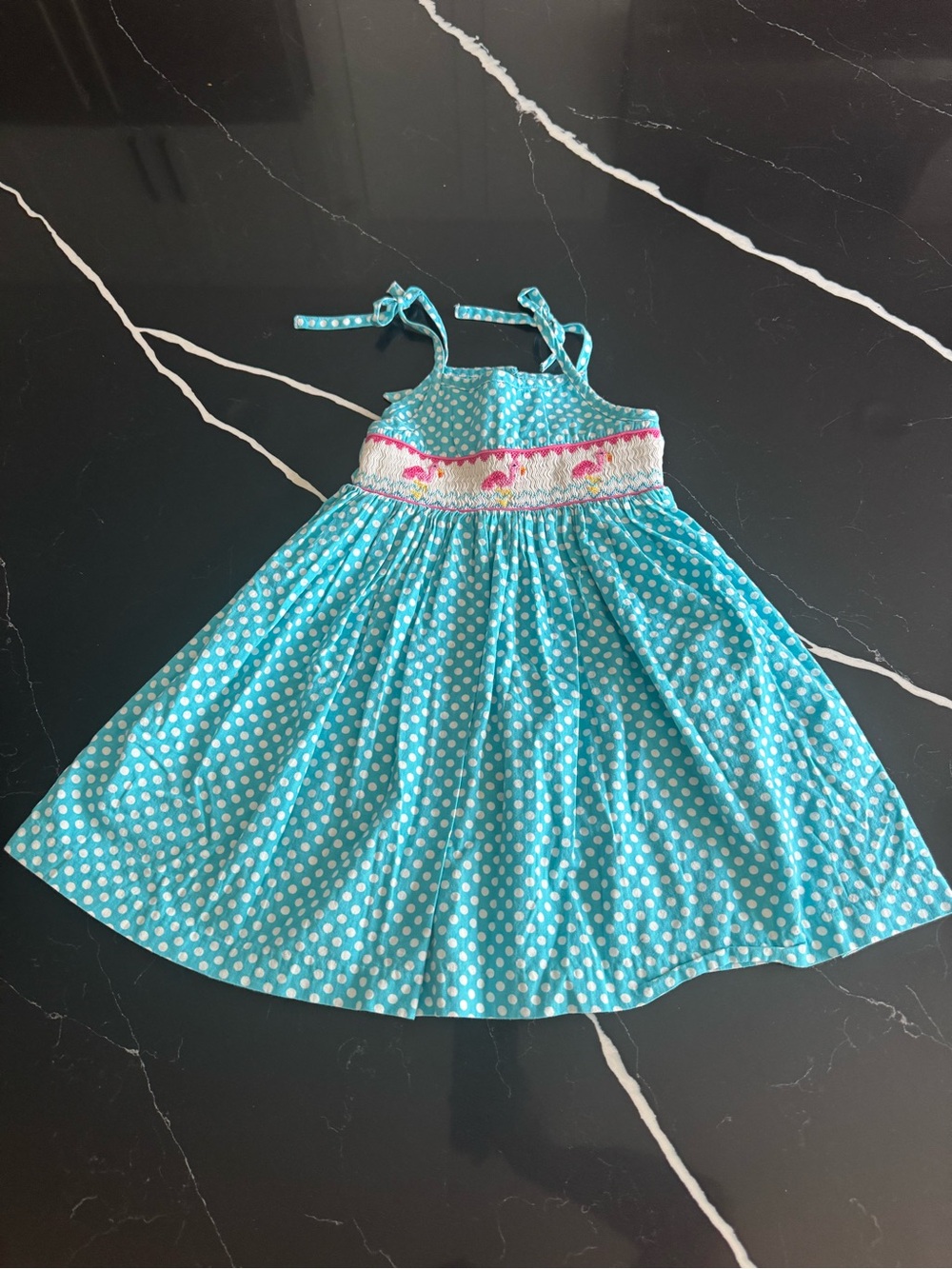 Polka Dot Aqua‎ Smocked Sundress for Girls